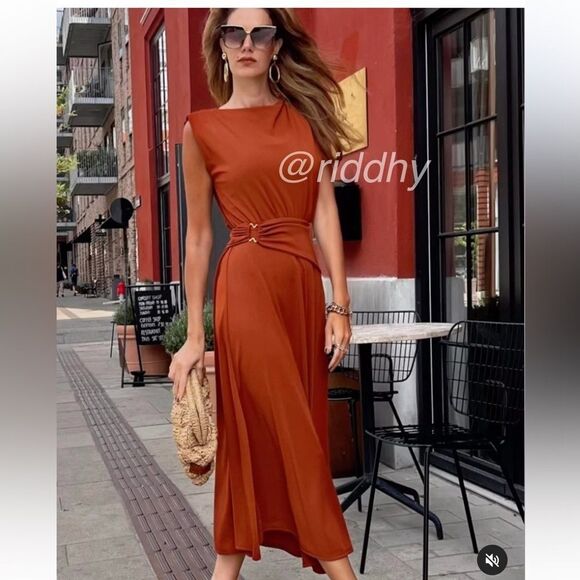 Zara brown dress with belt detail - Picture 1 of 12